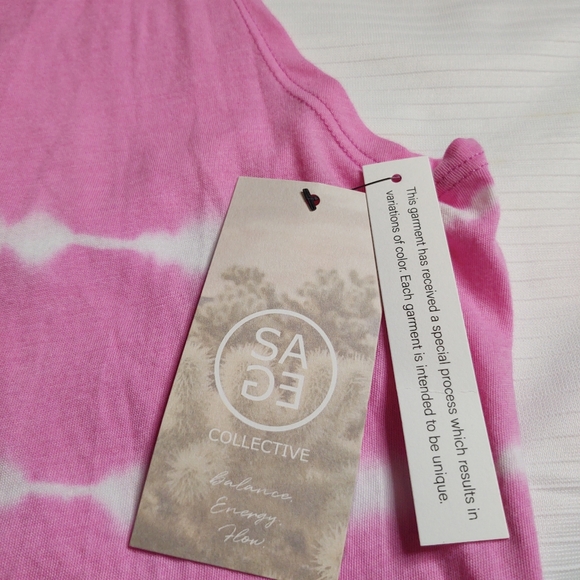 NWT Sage Collective Pink White Tie Dye Hipster Tank Top Size XL - Picture 3 of 6
